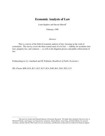 Economic Analysis Of Law - Harvard Law School