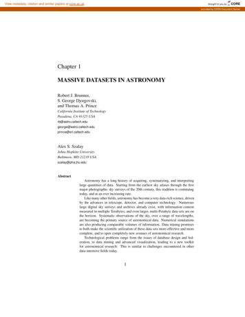 Chapter 1 MASSIVE DATASETS IN ASTRONOMY - CORE