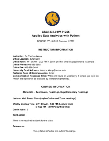 CSCI 333.01W 51255 Applied Data Analytics With Python - Texas A&M .