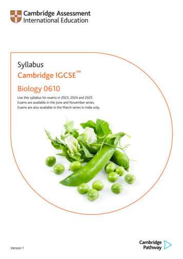 Syllabus Cambridge IGCSE Biology 0610