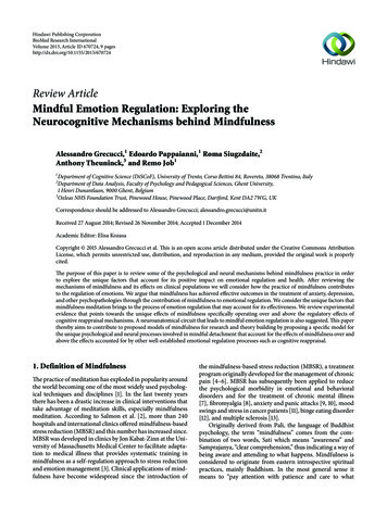Review Article Mindful Emotion Regulation: Exploring The . - Hindawi
