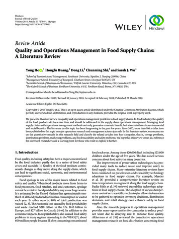 Quality And Operations Management In Food Supply Chains: A . - Hindawi