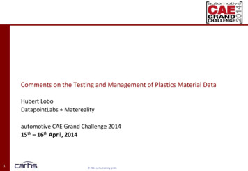 Comments On The Testing And Management Of Plastics Material Data - TestPaks