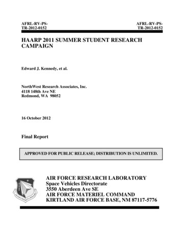 Haarp 2011 Summer Student Research Campaign - Dtic