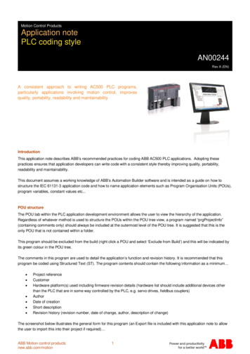Application Note PLC Coding Style - ABB