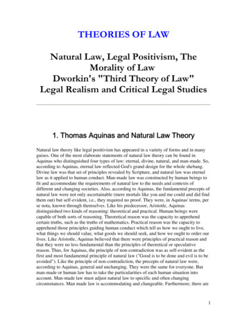 THEORIES OF LAW Natural Law, Legal Positivism, The Morality Of Law .
