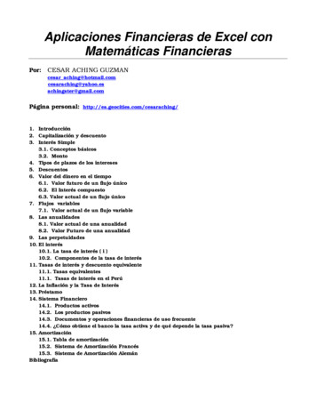 Aplicaciones Financieras De Excel Con Matemáticas Financieras