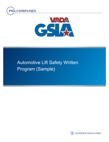 Automotive Lift Safety Written Program (Sample)
