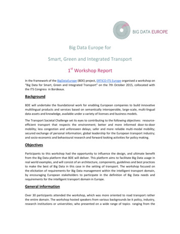 Big Data Europe For Smart, Green And Integrated Transport - W3