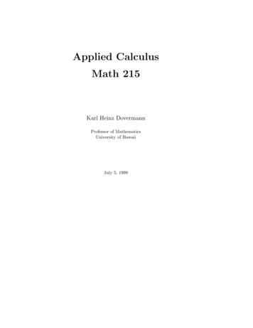 Applied Calculus Math 215