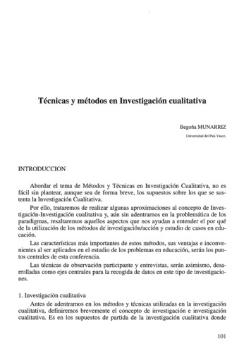 Técnicas Y Métodos En Investigación Cualitativa - University Of A .