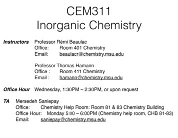CEM311 Inorganic Chemistry - Michigan State University