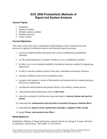ECE 3800 Probabilistic Methods Of Signal And System Analysis