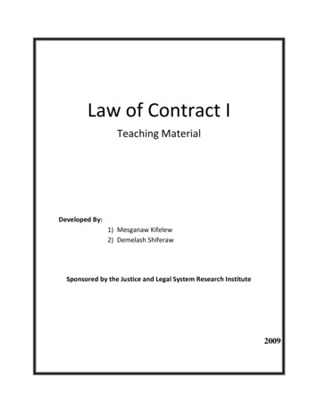 Law Of Contract I - ETHIOPIAN LAW-INFO