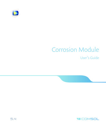 The Corrosion Module User's Guide - COMSOL Multiphysics