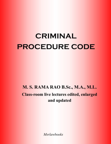 Criminal Procedure Code - Msr Law Books