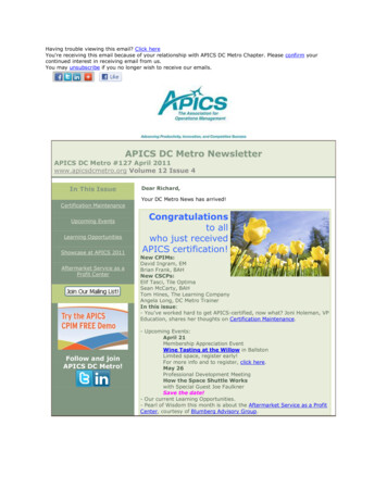 APICS DC Metro Newsletter - StarChapter