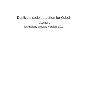 Duplicate Code Detection For Cobol Tutorials - IBM