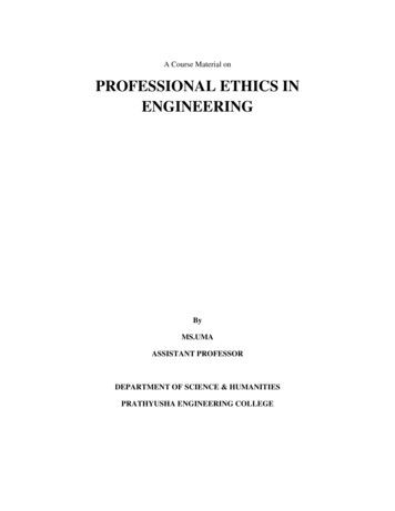 A Course Material On PROFESSIONAL ETHICS IN ENGINEERING