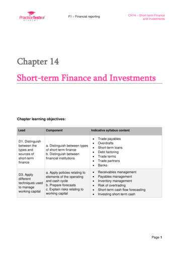 Chapter 14 Short-term Finance And Investments - Practice Tests Academy