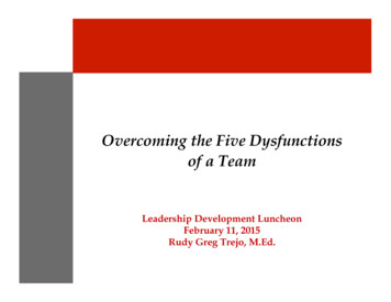 Overcoming The Five Dysfunctions Of A Team - University Of Arkansas