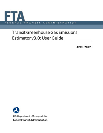 Transit Greenhouse Gas Emissions Estimator V3.0: User Guide - April 2022