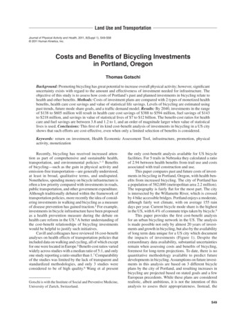 Costs And Benefits Of Bicycling Investments In Portland, Oregon