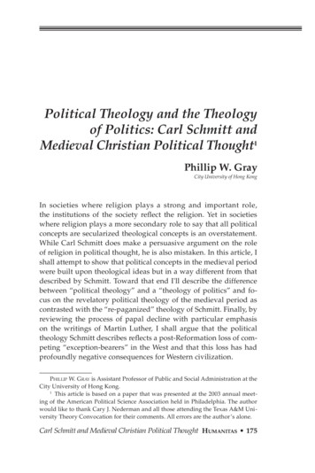 Political Theology And The Theology Of Politics: Carl Schmitt And .