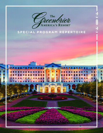 SPECIAL PROGRAM REPERTOIRE 1 - Greenbrier 