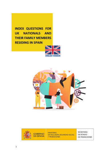 Index Questions For Uk Nationals And Their Family Members Residing In Spain
