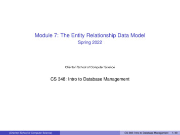 Module 7: The Entity Relationship Data Model - Cheriton School Of .
