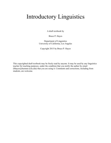 Introductory Linguistics - University Of California, Los Angeles