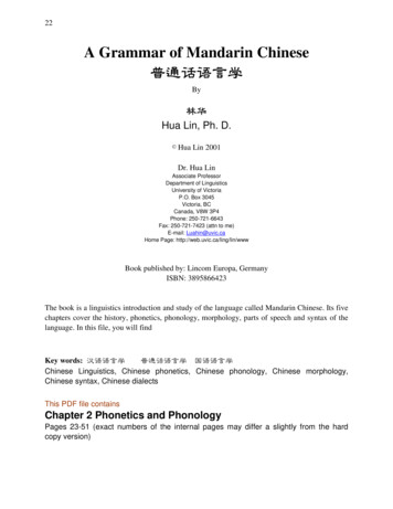 A Grammar Of Mandarin Chinese - University Of Victoria