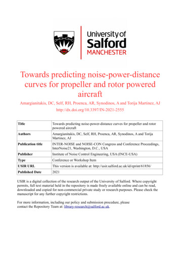 Towards Predicting Noise-power-distance Curves For Propeller And Rotor .