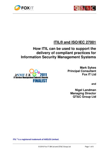 ITIL And ISO/IEC 27001 - Foxitsm 