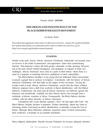 The Origin And Insufficiency Of The Black Hebrew Israelite Movement