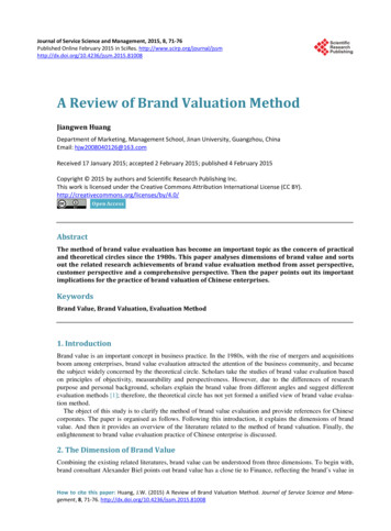 A Review Of Brand Valuation Method - Scientific Research Publishing