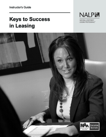 Keys To Success In Leasing - National Apartment Association