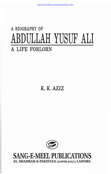 A BIOGRAPHY OF ABDULLAH YUSUF ALI - Ahmadiyya