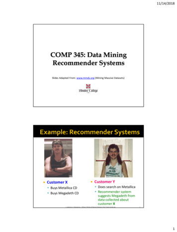 COMP 345: Data Mining Recommender Systems