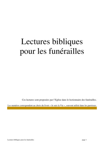 Lectures Bibliques Pour Les Funérailles - Catholiques Du Mantois