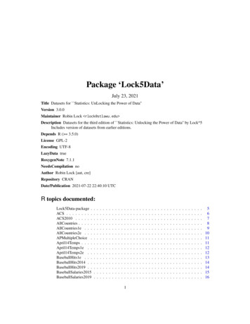 Lock5Data: Datasets For 'Statistics: UnLocking The Power Of Data' - RStudio