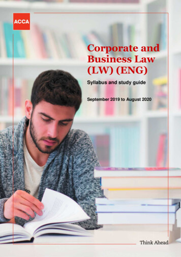 Corporate And Business Law (LW) (ENG) - Association Of Chartered .