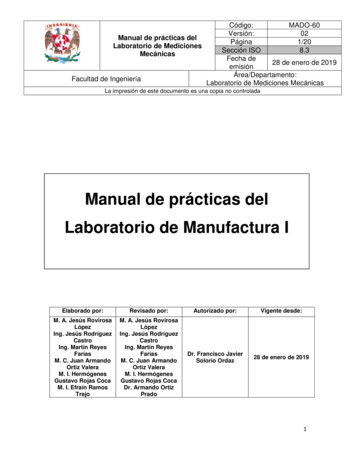 Manual De Prácticas Del Laboratorio De Manufactura I - UNAM