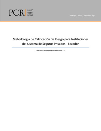 Metodología De Calificación De Riesgo Para Instituciones Del Sistema De .