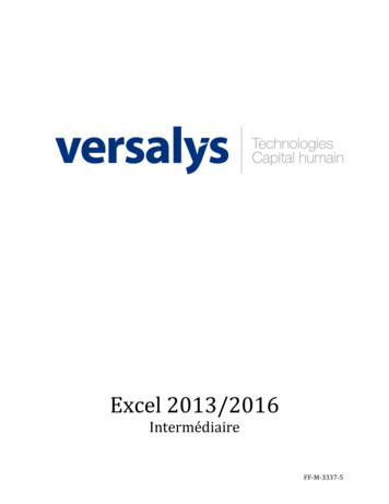 Excel 2013/2016 - Formation.versalys 