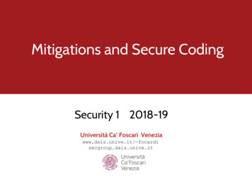 Mitigations And Secure Coding - Università Ca' Foscari Venezia