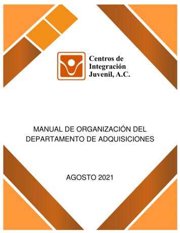 Manual De Organización Del Departamento De Adquisiciones Agosto 2021