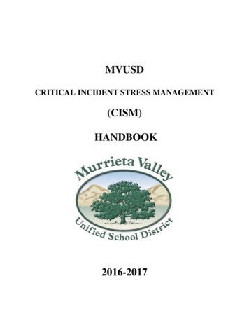MVUSD CISM Manual - Murrieta Valley Unified School District
