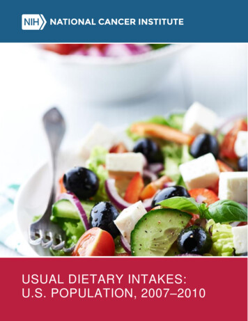 USUAL DIETARY INTAKES: U.S. POPULATION, 2007 - National Cancer Institute